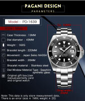 Reloj Mecánico PAGANI DESIGN Para Hombre Cristal De Zafiro Resistente Al Agua Acero Inoxidable Deportivo Lujo Automático Con Calendario Completo Y Luz Nocturna - details 2