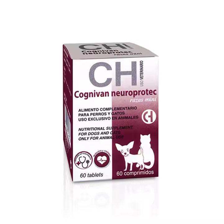 Cognivan neuroprotec razas mini 60 comprimidos suplemento natural diseñado para proteger la salud neuronal de perros de raza mini y gatos Chemical Ibérica - 1