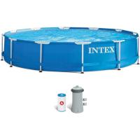Intex Piscina Desmontable Redonda Metal Frame Familiar Color Azul, Material Resistente Triple Capa, Tubular, Infantil - details 6