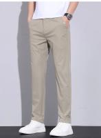 Pantalones Casuales Para Hombre De Seda Helada Verano Alta Elasticidad Suave Cómodo Negocios Rectos De Alta Calidad Talla Mediana Color Caqui - details 4