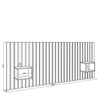 Skraut Home - Cabecero con dos mesitas rectangulares - Listones Decorativos - medidas totales 258x107x3cm - Para Camas de 150,160,180 cm - Con almacenamiento adicional - Estilo Moderno - Varios colores disponibles - details 3