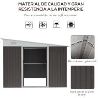 Outsunny Cobertizo de Jardín 280x345x201 cm 8,9 m² Caseta Exterior de Acero para Almacenamiento de Herramientas con Puerta y 2 Ventanas Gris - details 3