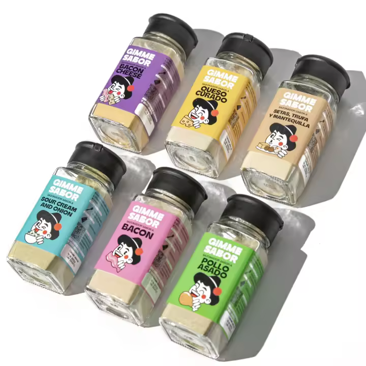 Gimme Sabor Set del Chef - 6 Sazonadores Imprescindibles - Sabor BACON Y QUESO, BACON, SOUR CREAM, POLLO ASADO, QUESO CURADO Y SETAS TRUFA MANTEQUILLA - 1