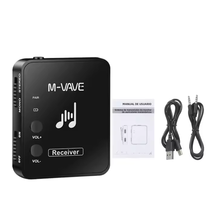 Sistema De Audio Inalámbrico M-VAVE WP-10 Monitor De Auriculares Transmisión Lossless Estéreo Mono Grabador Recargable Transmisor Receptor - 1