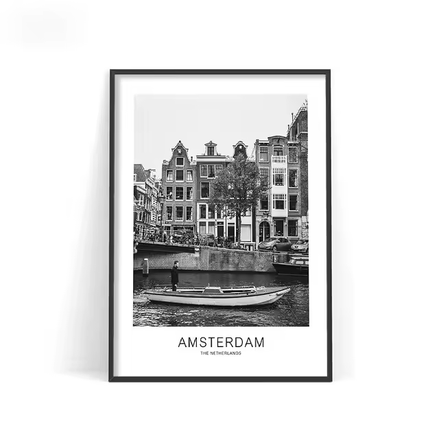 Arte En Lienzo De Ciudades Del Mundo En Blanco Y Negro: París Barcelona Berlín Paisajes Para Decoración De Paredes Del Hogar - 1