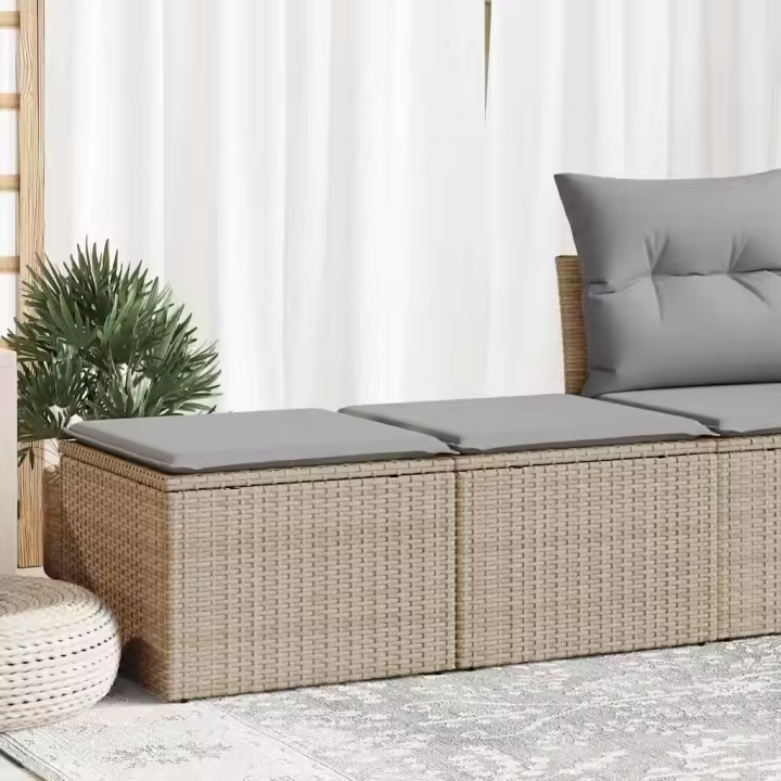 vidaXL Set sofás jardín y cojines 2 pzas ratán sintético acacia beige en color beige y gris/Gris claro/Negro y crema y más | acolchados duraderos para sofás de jardín terraza exterior - 1