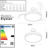 Ventilador de techo ELYSIAN, 38w, 4900lm, 3 modos de colores 3000k-4500k-6500k, mando a distancia, modo invierno y verano, temporizador, 6 velocidades - details 2