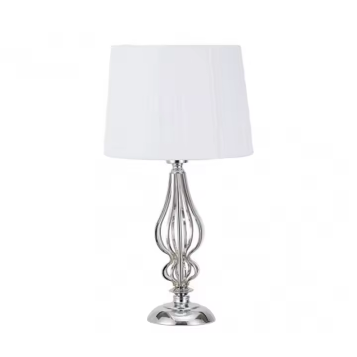 Lámpara de Mesa FABRILAMP Sobremesa Cebrano Cromo Pantalla Blanca 30x30x55 Cm - 1