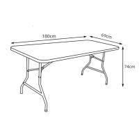 STARLEY-Mesa plegable portátil de plástico para interiores y exteriores,mesa plegable al aire libre, picnic, fiesta, campamento,mesa rectangular multiusos con asa,color blanco,180 x 69 x H 74 cm - details 1