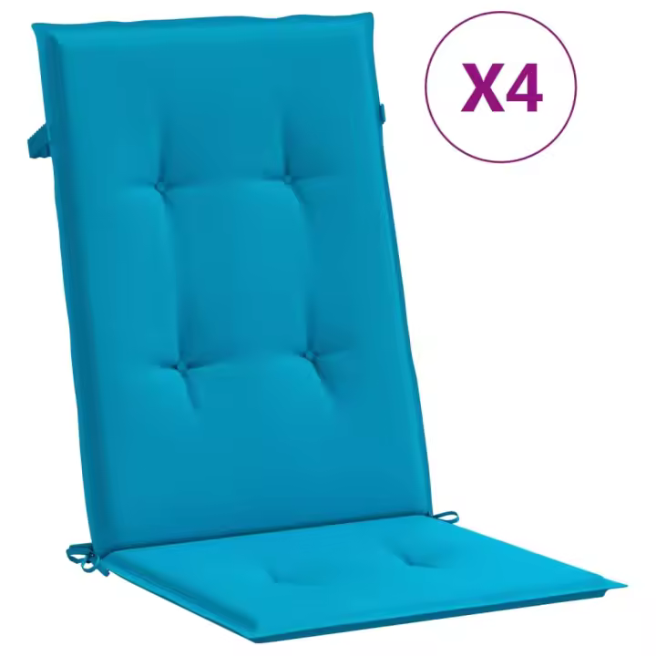 Silla de Jardín respaldo alto 4 UDS lienzo Azul 120x50x3 cm - 1