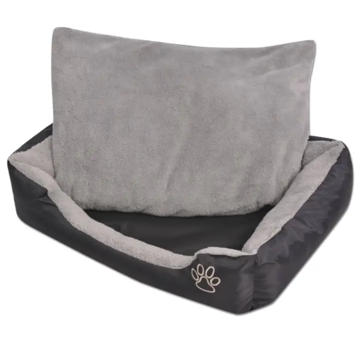 vidaXL Cama para Perro con Cojín Acolchado XXL Tela Oxford Pelo Sintético Color Gris,  Negro, y mas - 1