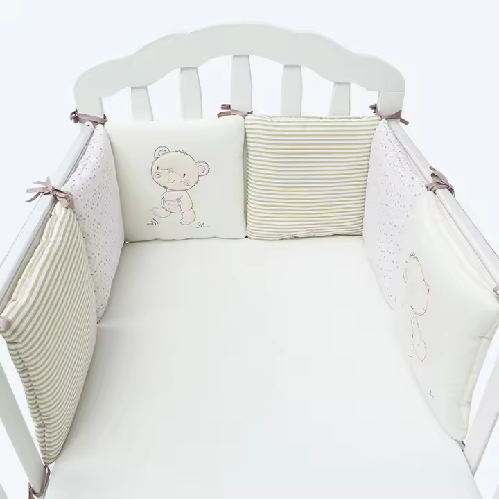Protector De Cama Para Bebé 6 Piezas Set Almohadillas De Protección Para Cuna Seguridad Infantil Anticolisión Anti Caída Material De Algodón Blended Tamaño 30*30cm Dibujos Animados Para Niños Y Niñas - 1