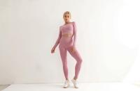 Conjunto De Yoga Para Mujer Ropa Deportiva De Gimnasio Con Top De Manga Larga Y Leggings De Cintura Alta Fitness Sports - details 14