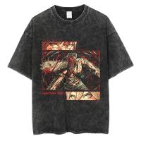 Camiseta Oversize Vintage De Anime Chainsaw Hip Hop Para Hombre Negro Suéter Casual Manga Corta Estilo O-Neck Unisex - details 5