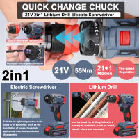 Mini Destornillador Eléctrico 21V 2en1 De Batería Torque Alto Motor Brushless Herramienta Multifuncional Sin Cuerda Práctica Para DIY En El Hogar - details 17