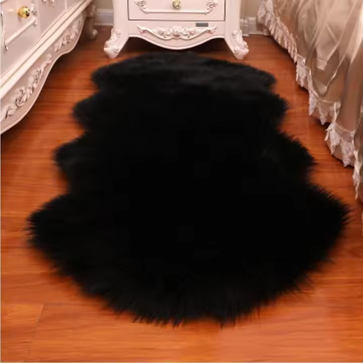 Carpetas De Piel De Oveja Artificial De Pelo Largo Alfombra De Piel Suave Para El Piso Estilo Shaggy Decoración Del Hogar Material PVC Para Adultos - 1