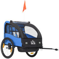 HOMCOM Remolque de Bicicleta para Niños +18 Meses Cochecito para Transporte de 2 Plazas con Cinturón de Seguridad Espacio de Almacenamiento y Sistema de Amortiguador 140x88x90 cm - details 0