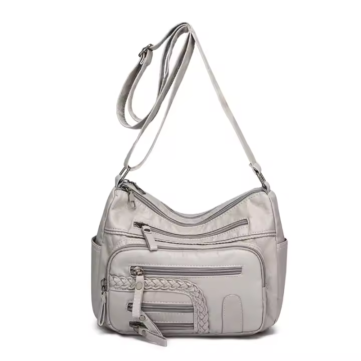 Bolso De Hombro Para Mujer De Cuero Suave Con Múltiples Bolsillos Lujo Casual Bolso De Mano Diseñador Bolso Cruzado De 2024 - 1