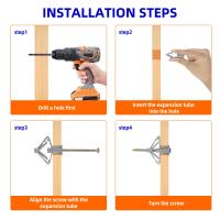 Pack De 10 Tubos De Expansión De Avión Plástico Para Techo Placas De Gypsum Expansión De Pared Hueca Tornillo Con Anclaje 3.5*50 + Plug 8*50 Material Plástico - details 2