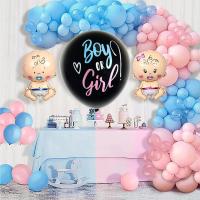 ZIRIZON - Globo gigante de confeti para revelación de género, globo de látex negro de alta calidad  para baby shower y decoraciones de fiesta de revelación de género, sorpresa para niño o niña, azul y rosa incluidos - details 3