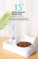 Tazas Para Gatos Y Perros Doble Alimentador De Agua Y Alimentos Inclina 15 Grados Tazas Elevadas Con Botella Automática Para Mascotas - details 0