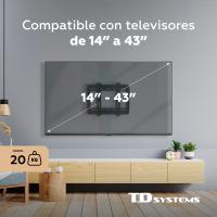Soporte de TV pared fijo de bajo perfil para pantallas de 14 a 43 pulgadas. VESA máximo de 400 x 400 mm - TD Systems P20X25F22 - details 1
