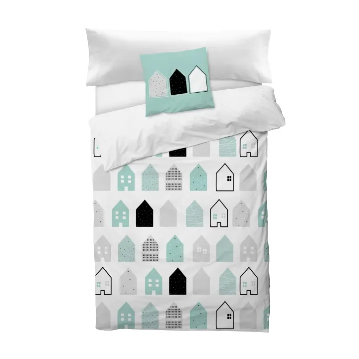 BOHEME - Funda nórdica Cuna Sweet Home White 115X145, 100% algodón. Incluye funda de almohada - 1