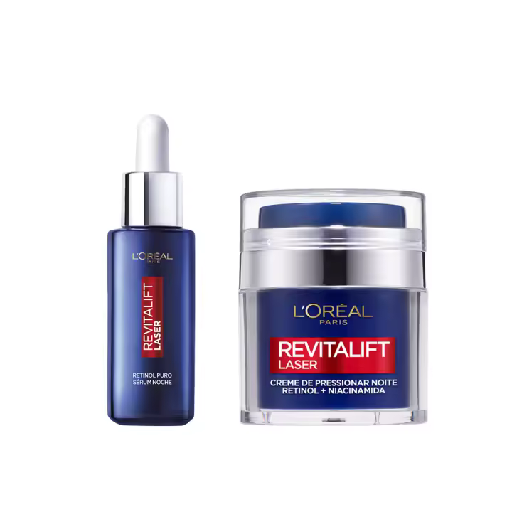 L'oréal Paris | Revitalift Laser Serum Noche 0,2% Retinol Puro Arrugas Profundas 30ml +  Pressed Cream Noche de Revitalift Laser con Retinol + Niacidamida Formato Monodosis, 50ml - 1