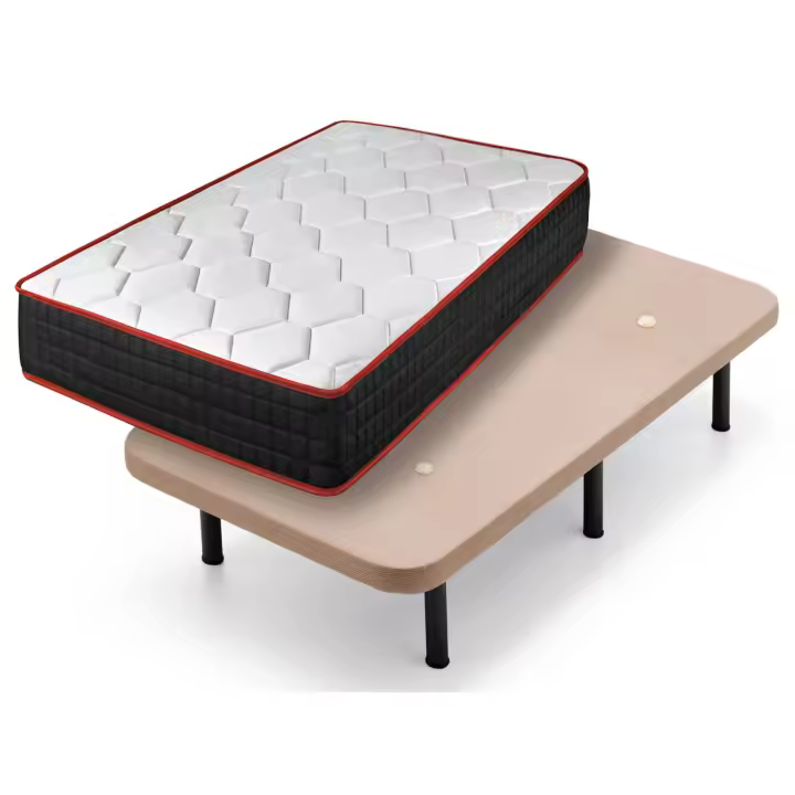CAMA EXPRESS Colchón Viscoelástico Cool Viscofresh + Base Tapizada Beige con Patas de 32 cm - 1