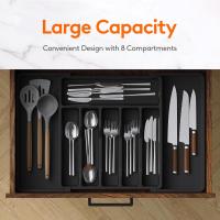 Organizador de cajones para cubiertos, bandeja de utensilios extensible para cocina, cubiertos ajustables y soporte de cubiertos, almacenamiento de plástico compacto - details 0