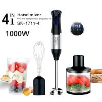 Batidora de mano 1000W, 5 Velocidad regulable + Turbo, 4-en-1 Picadora Eléctrica Maple inoxidable Incluye Vaso medio, Picador y Emulsionador | Pica hielo, Pies freezados, Frutos Secos - details 0