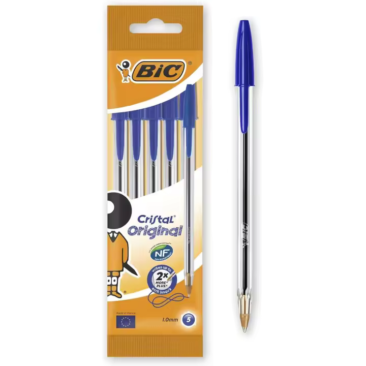 BIC CRISTAL ORIGINAL BOLÍGRAFOS - BLÍSTER DE 5 UNIDAD (1.0 MM) COLOR AZUL 802052 - 1