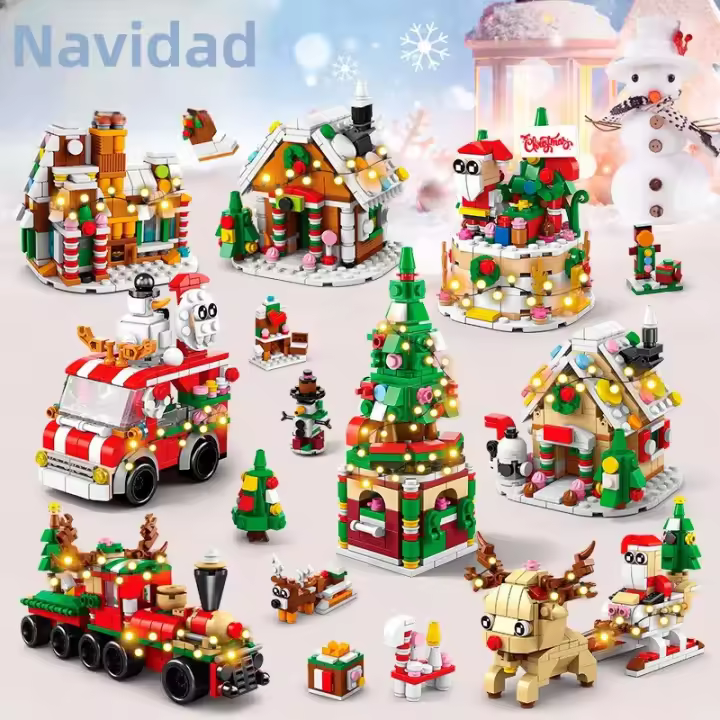 Juego De Bloques De Construcción Navideño Con Luz Cálida Set De Construcción Creativa De Un Domo De Reindeer Y Tren Para Niños Juguetes Educativos Regalos De Navidad - 1