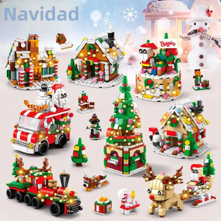 Juego De Bloques De Construcción Navideño Con Luz Cálida Set De Construcción Creativa De Un Domo De Reindeer Y Tren Para Niños Juguetes Educativos Regalos De Navidad - 1