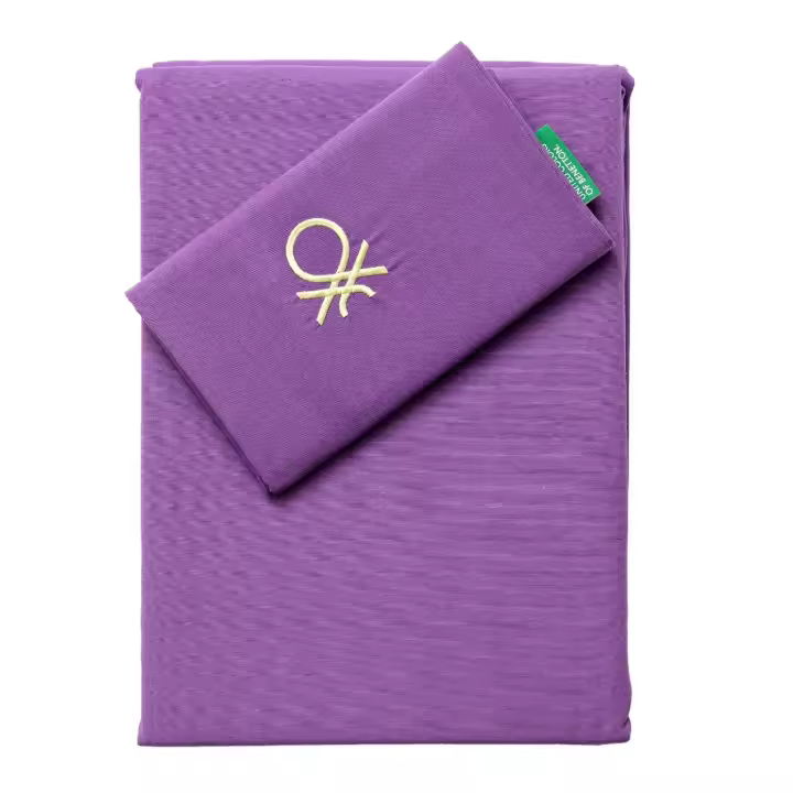United Colors Of Benetton SET 2PC CAMA (FUNDA NÓRDICA 150X220CM + FUNDA DE ALMOHADA 63X63CM) VERDE Y MORADO RAINBOW BENETTON 70%ALGODÓN + 30% POLIÉSTER - 1