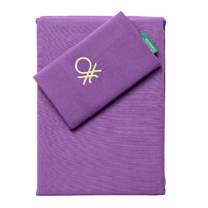 United Colors Of Benetton SET 2PC CAMA (FUNDA NÓRDICA 150X220CM + FUNDA DE ALMOHADA 63X63CM) VERDE Y MORADO RAINBOW BENETTON 70%ALGODÓN + 30% POLIÉSTER - 1