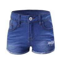 CA Pantalones cortos vaqueros retro de alta gama, elásticos, ajustados, con borlas rasgadas para mujer - details 8