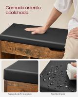 Banco zapatero con asiento acolchado, resistente, 3 estantes, tapa abatible, marrón o blanco, perfecto para pasillo o habitación - details 9