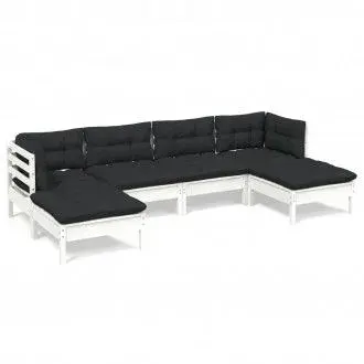 VIDAXL conjunto de muebles para exterior blanco y gris antracita de madera de pino maciza - 1