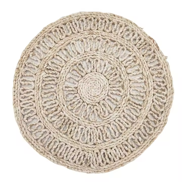 Mantel Individual De Rotonda 38cm Hecha De Rattan Y Trigo Natural Suelta Antideslizante Y Resistente Al Calor Para Mesa De Comedor - 1