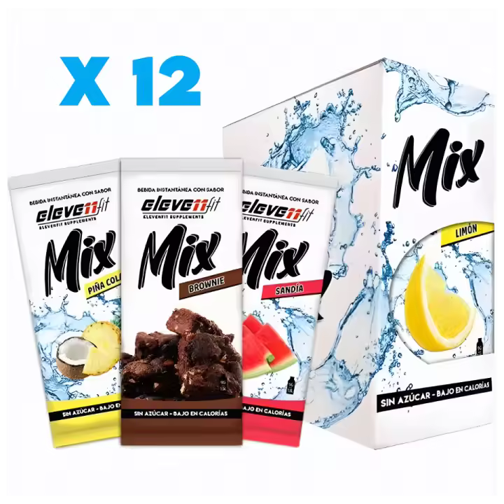 12 MIX BEBIDA SABORIZANTE EN POLVO (12X9G) - Elevenfit  Sin azúcares  Sin calorías  Deliciosos sabores  Eleven fit - 1