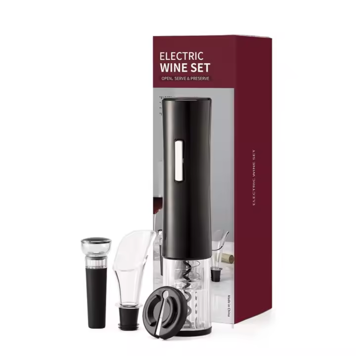 Sacacorcos Eléctrico Kit 3 en 1 Abridor de Vino Descorchador de Botellas Electrico with Cortapapeles/Vertedor de Vino / Tapón de Vino, El Regalo para Los Amantes del Vino - 1