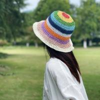 Nueva Gorra De Pescador De Playa Popular Para Mujer Hecha De Paja Artesanal Arco Iris Primavera Uso Al Aire Libre Regalo Para Dama - details 0