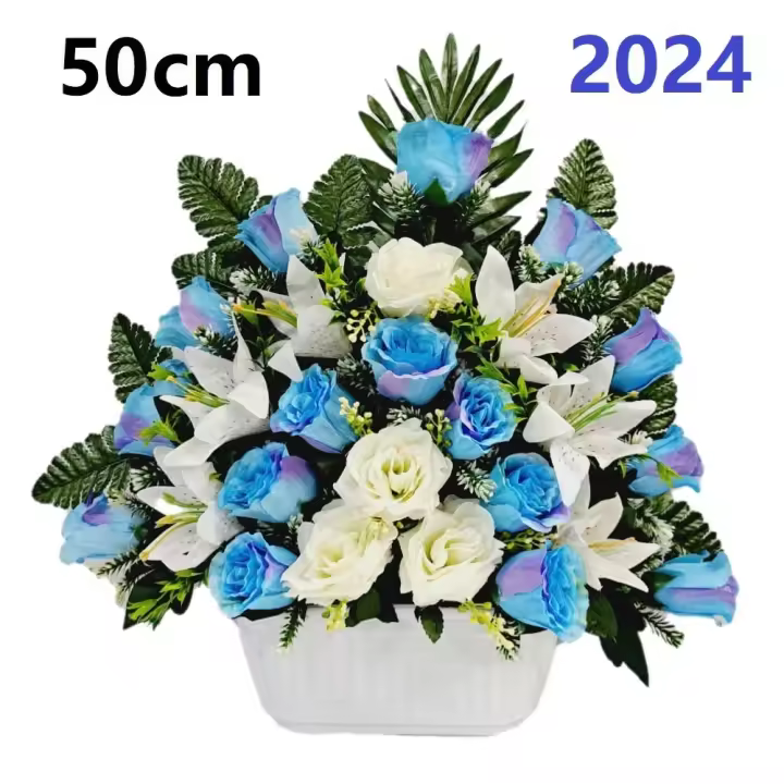 Flores para santos,flores duraderas para cementerio,flores artificiales para cementerio,flores para todos los santos,centro de flores para cementerio,Flores Artificiales de Tela,ANCHO 50CM ,ALTO 40CM,PERSONALIZAR COLOR Y MEDIDA,CONTACTO CON NOSOTROS FESPU - 1