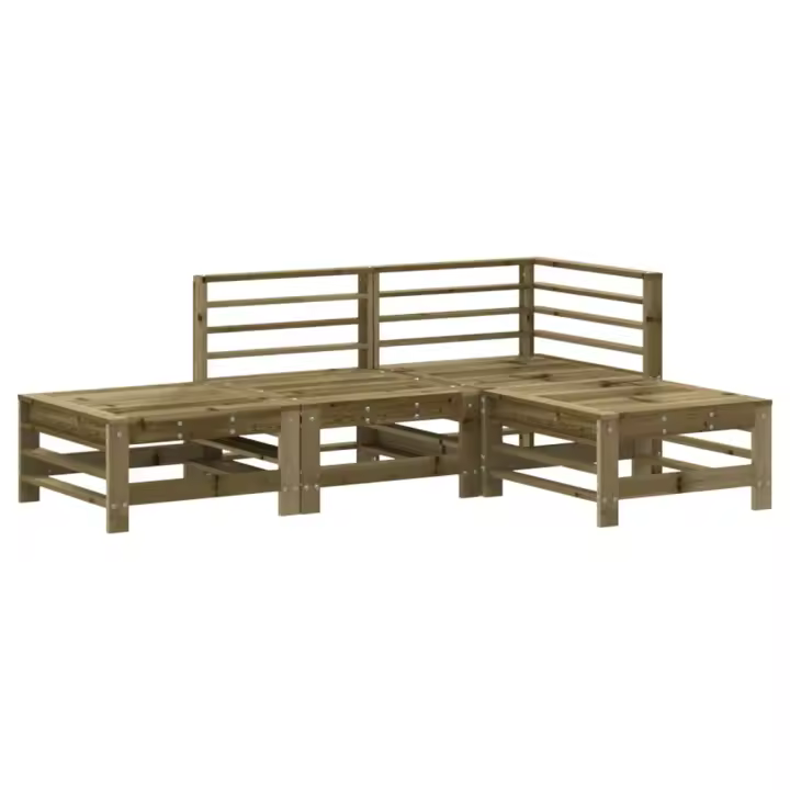 vidaXL Juego de muebles de jardín 4 pzas madera de pino impregnada - 1