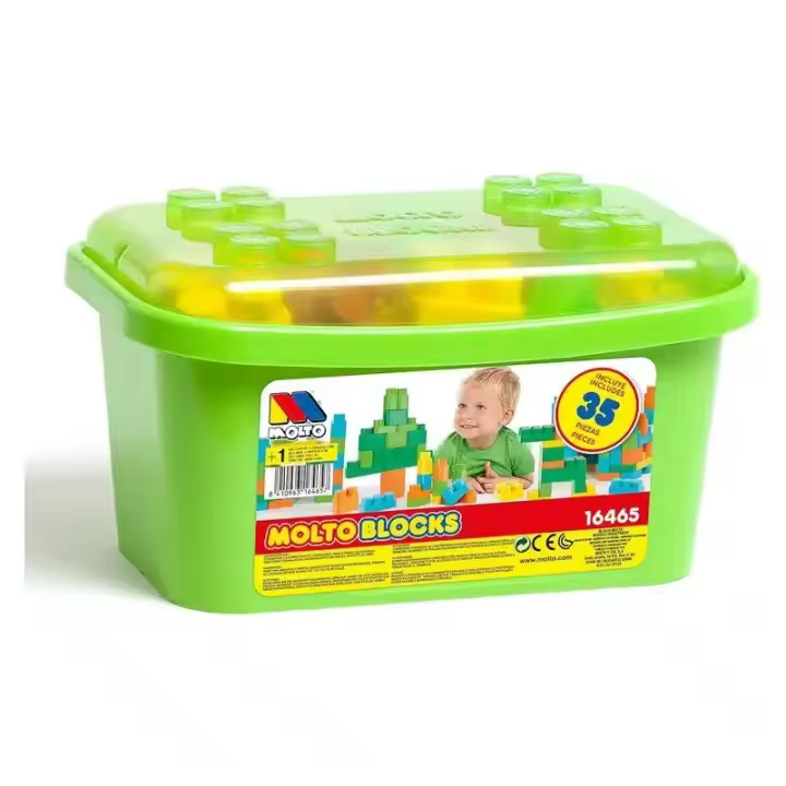 Caja Verde con 35 Bloques de Construcción Multicolor Molto 16465 - 1