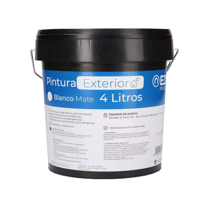 . PINTURA PLASTICA MATE INTERIOR/EXTERIOR BLANCA 4L EDM - 1
