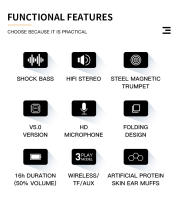 Auriculares Bluetooth H7 Para TV Con Micrófono Y Adaptador USB Cancelación De Ruido Estéreo Plegable Bass Para Earphone - details 1