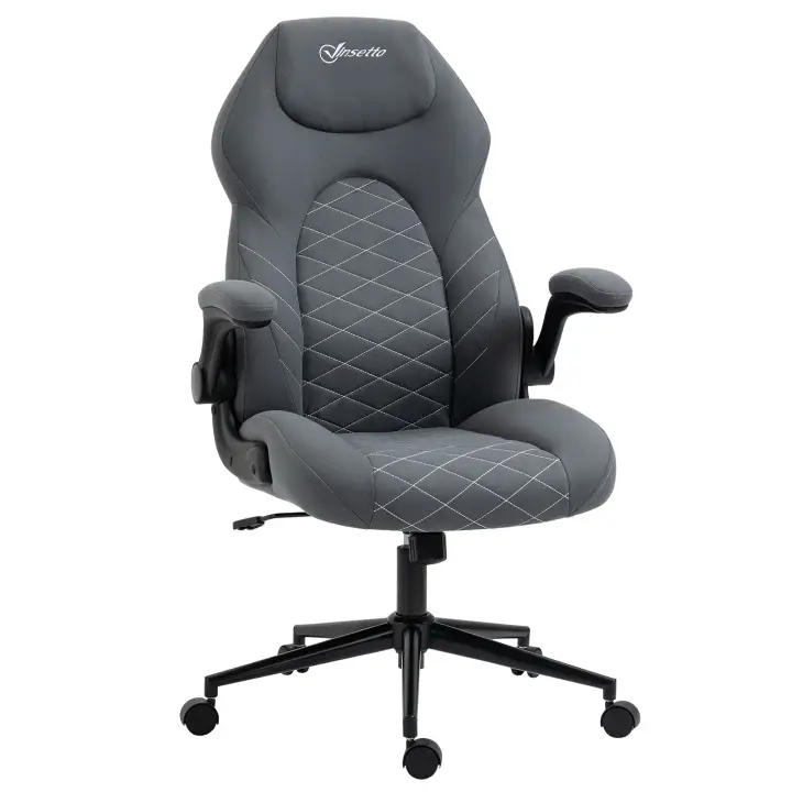 Vinsetto Silla de Oficina, Silla de Escritorio ergonómica, Silla para computadora con función basculante, reposabrazos Ajustables, Silla giratoria con cojín Suave, paño de Microfibra - 1