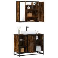 vidaXL Set de muebles baño 2 pzas madera contrachapada en color Marrón roble/Gris sonoma/Roble Sonoma y más | almacenamiento funcional diseño moderno para baño dormitorio sala - details 4